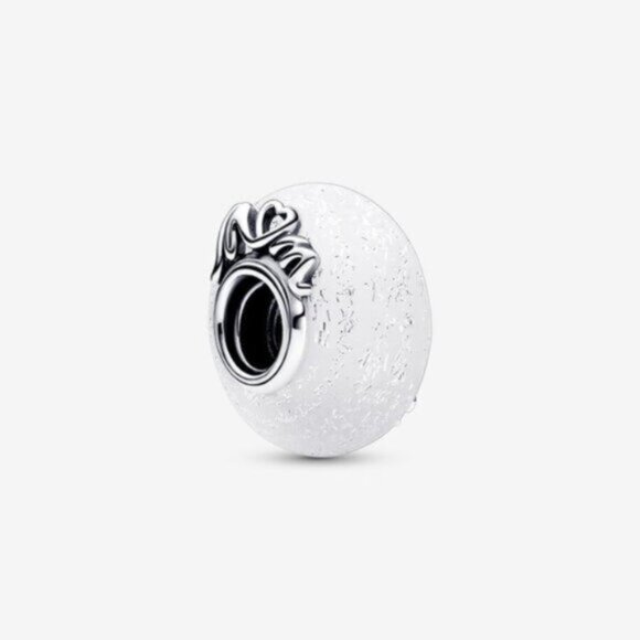 Pandora Glittery White Murano Glass Mom & Love Charm - Picture 1 of 5